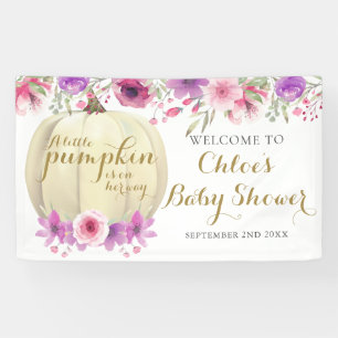 Floral Pumpkin Pink Girl Baby Shower Welcome Banne Banner