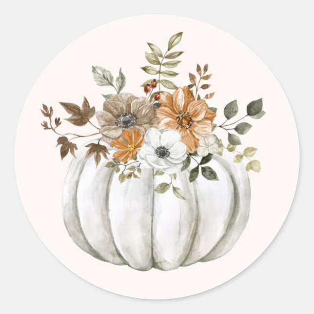 Floral Pumpkin Sticker (Front)