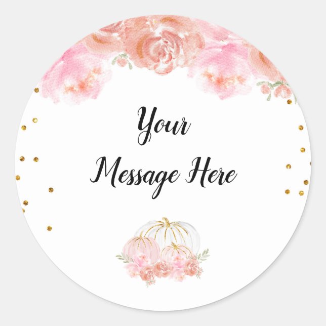 Floral Pumpkin Thank You Sticker (Front)