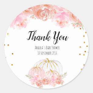 Floral Pumpkin Thank You Sticker