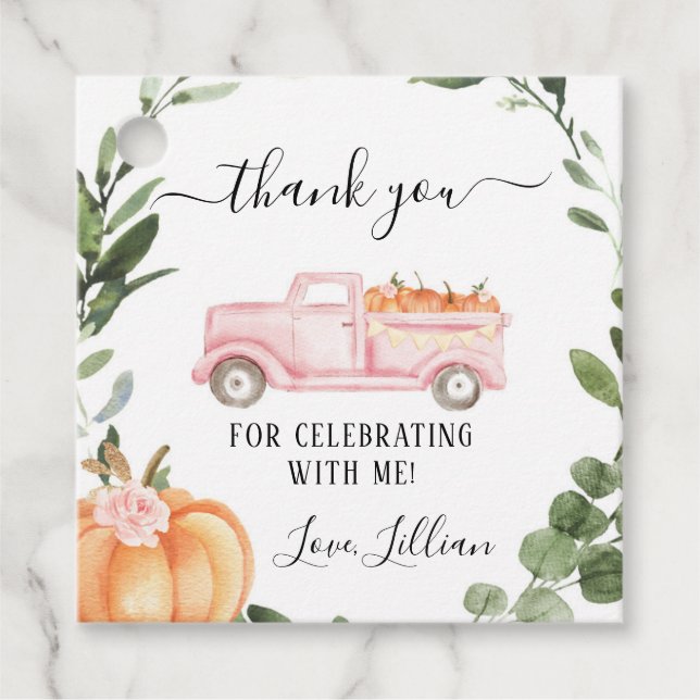 Floral Pumpkin Thank You Tag (Front)