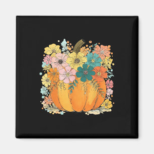 Floral Pumpkin Thanksgiving Cosy Autumn Fall Vibes Magnet