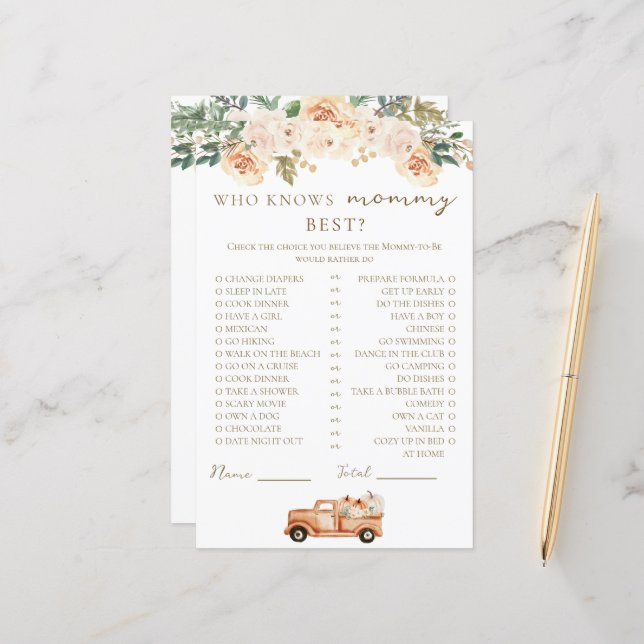 Floral Pumpkin Truck Who Knows Mummy Best (Front/Back In Situ)