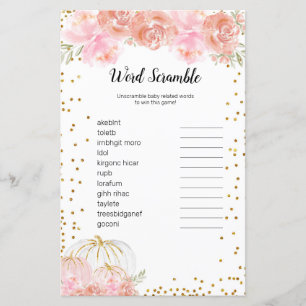 Floral Pumpkin Watercolor Word Scramble Game