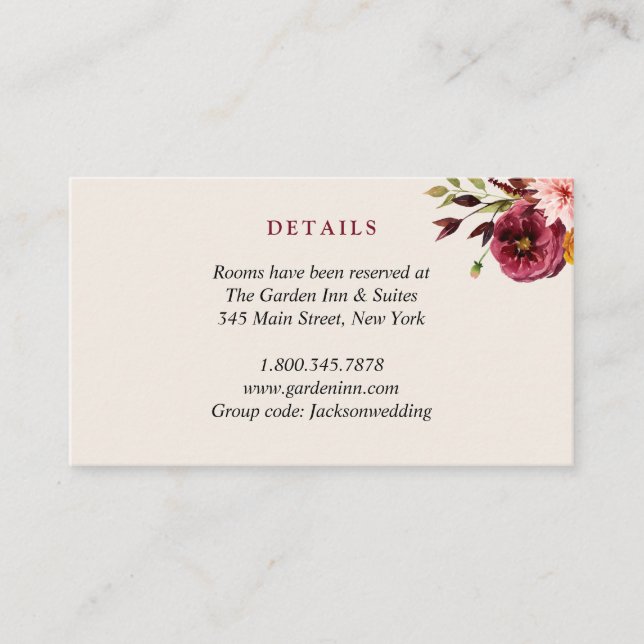 Floral Pumpkin Wedding Detail Card (Front)