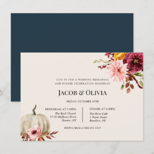 Floral Pumpkin Wedding Rehearsal Dinner invite