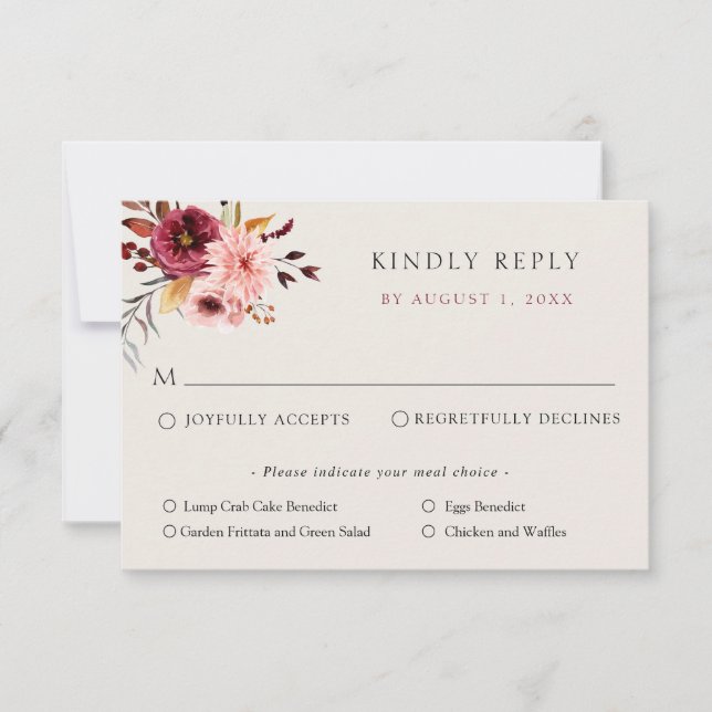 Floral Pumpkin Wedding RSVP Response Card (Front)