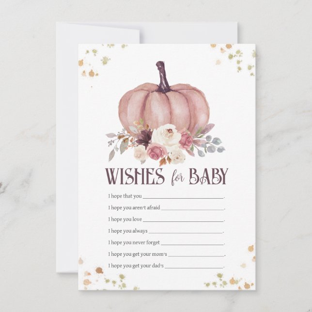 Floral Pumpkin Wishes for Baby\, Well Wishes  Card (Front)