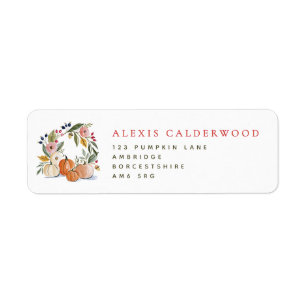 Floral Pumpkins Fall Thanksgiving Return Address