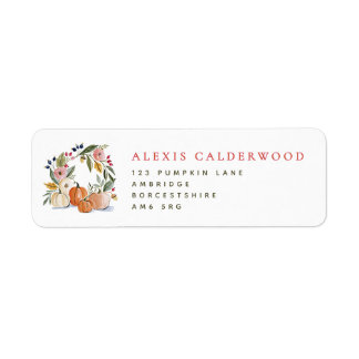 Floral Pumpkins Fall Thanksgiving Return Address