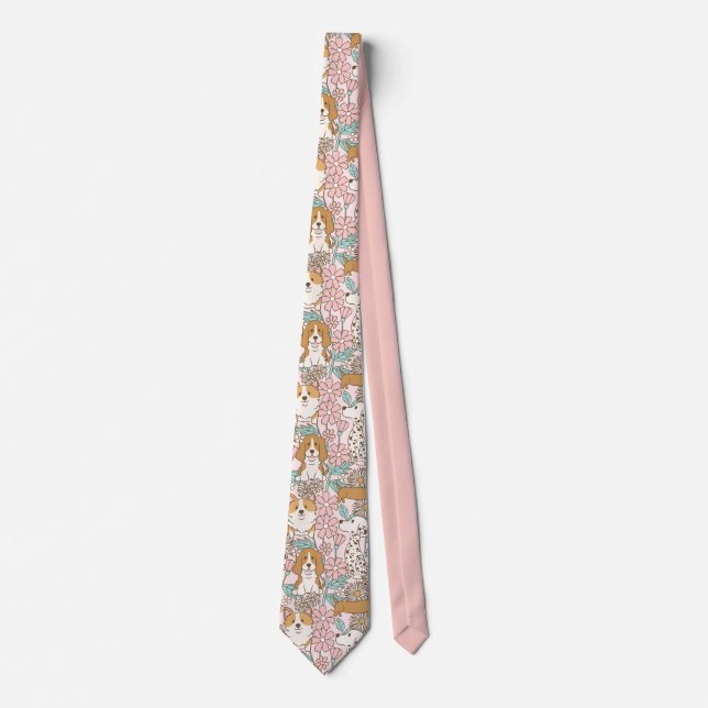 Floral Puppies Tie (Front)