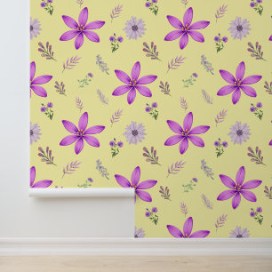 Floral Purple Accents Seamless Pattern Wallpaper