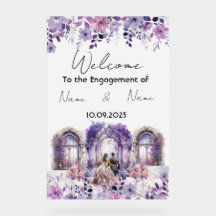 Floral purple Acrylic Engagement sign