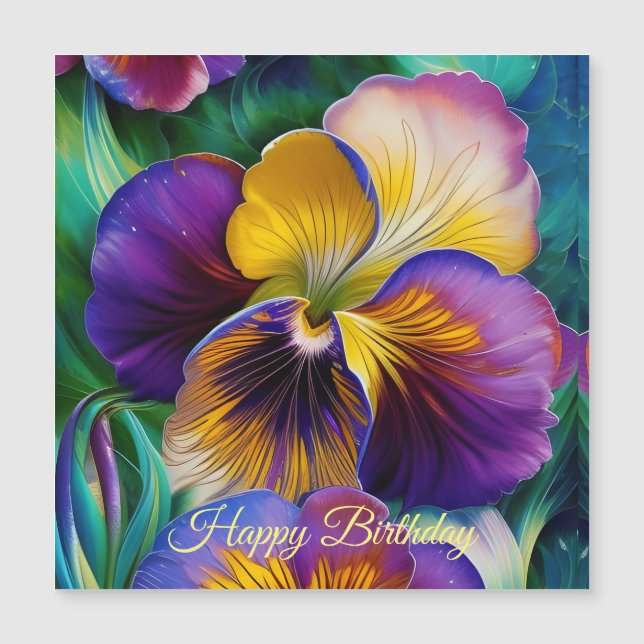 Floral Purple and gold pansy Birthday (Front)