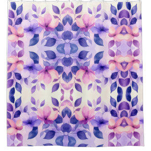 Floral Purple and Pink Watercolor Shower Curtain