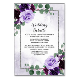 Floral Purple and Silver Wedding Enclosure Cards