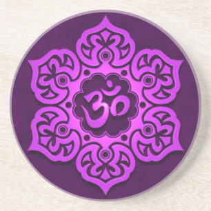 Floral Purple Aum Design Coaster