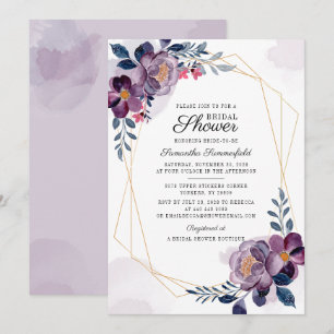 Floral Purple Blush Botanical Script Bridal Shower