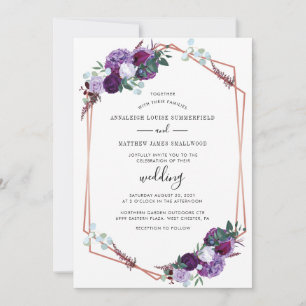 Floral Purple Botanical Elegant Wedding Invitation