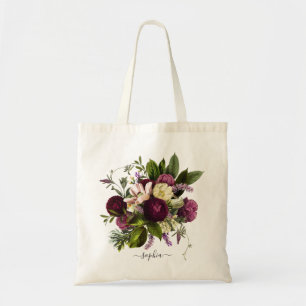 Floral Purple Botanical Vintage Personalised Tote Bag