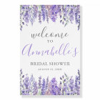 Floral Purple Bridal Shower Welcome Sign