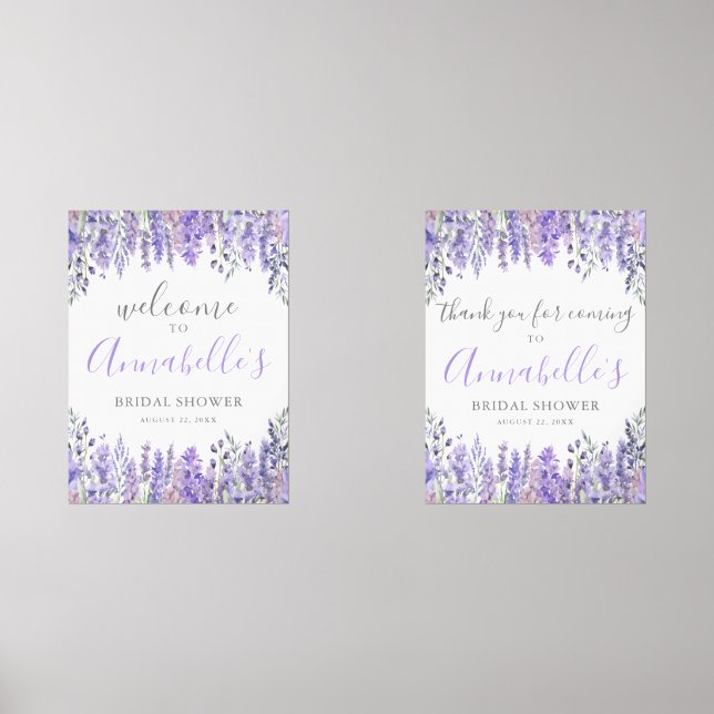 Floral Purple Bridal Shower Welcome Sign (Front)
