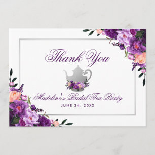 Floral Purple Bridal Tea Party Thank You Card