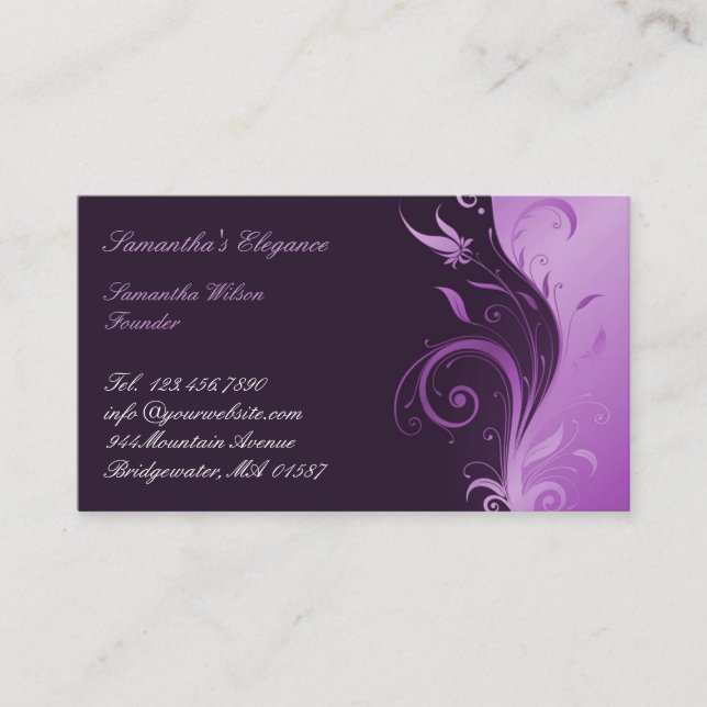 Floral Purple Business Card (Front)