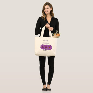 FLORAL PURPLE COSMOS COTTON JUMBO BEACH SHOPPING LARGE TOTE BAG