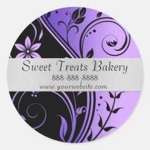 Floral Purple Cupcake Baking Label Sticker