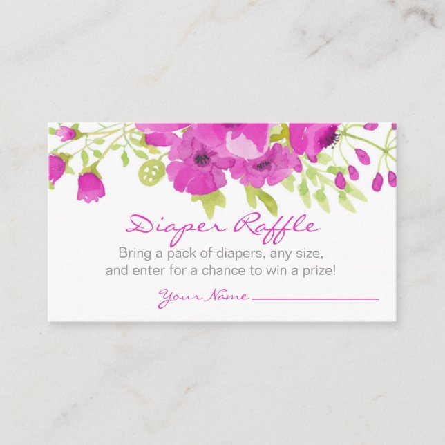 Floral Purple Diaper Raffle Enclosure Card (Front)