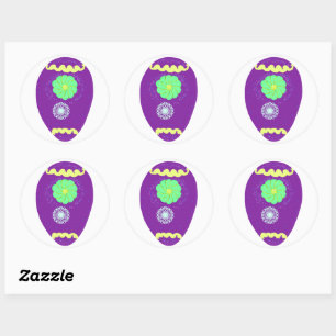 Floral Purple Egg Easter Classic Round Sticker