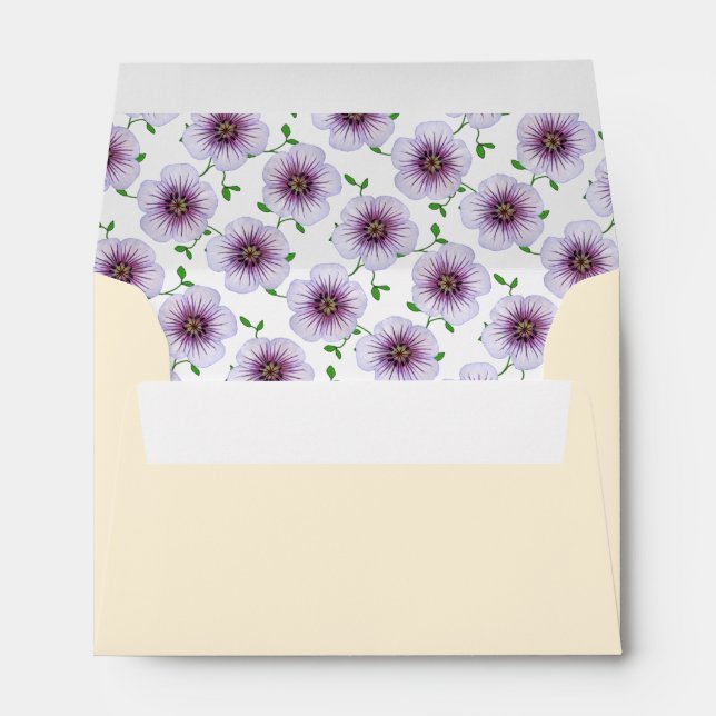 Floral Purple Garden Flowers Custom Address Envelope (Back (Bottom))