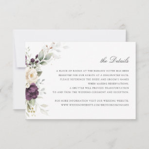 Floral Purple Greenery Wedding Details Insert Invitation