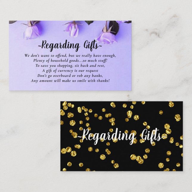 Floral Purple Honeymoon Fund bridal shower wedding Enclosure Card (Front/Back)