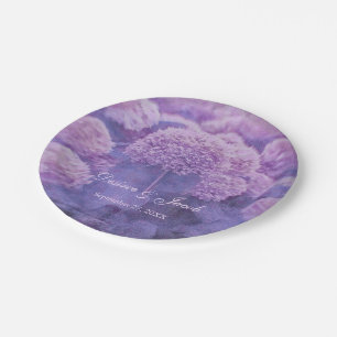 Floral Purple Hydrangea Country Rustic Wedding Paper Plate