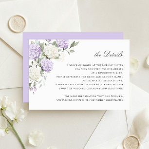 Floral Purple Hydrangea Greenery Wedding Details Invitation