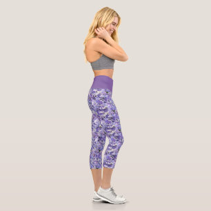 Floral/ Purple Hydrangeas High Waisted Capris