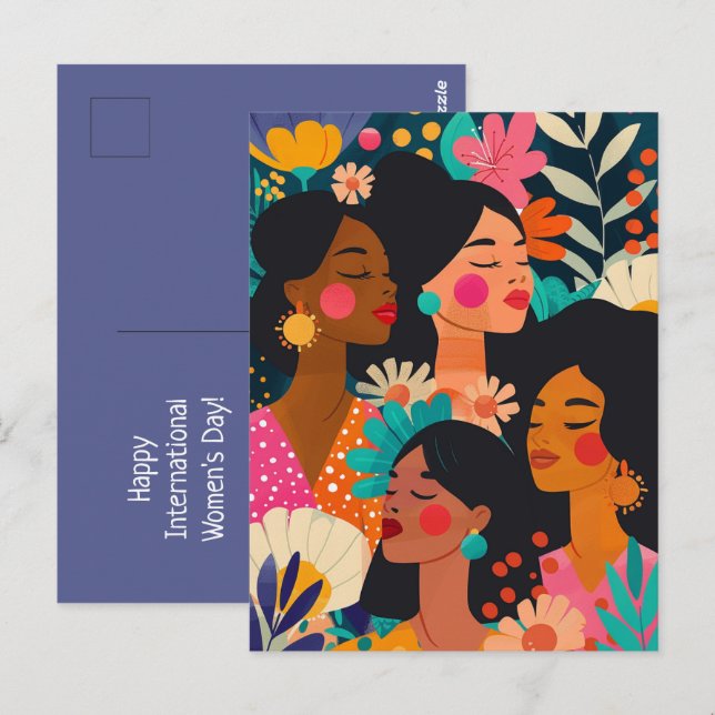 Floral Purple International Women's Day Postcard (Front/Back)