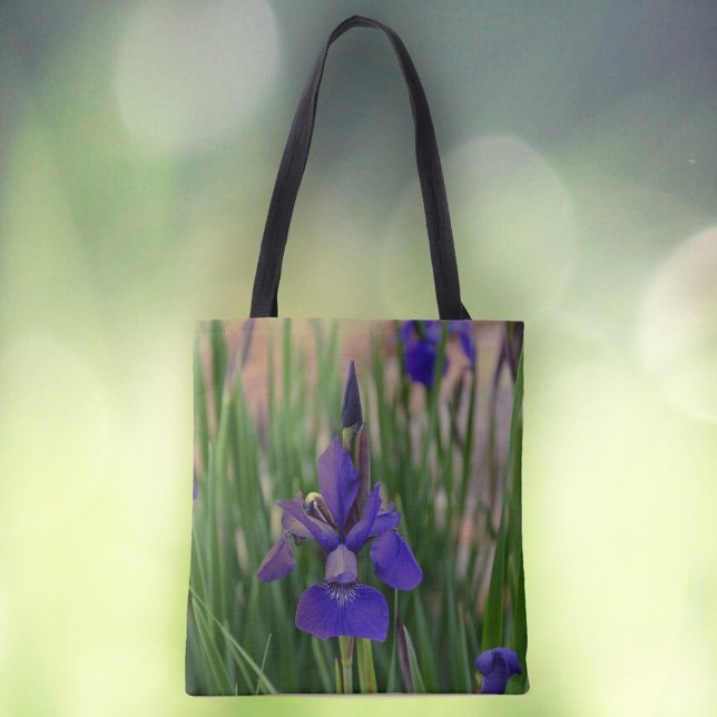 Floral Purple Iris Botanical Photographic Tote Bag (Creator Uploaded)