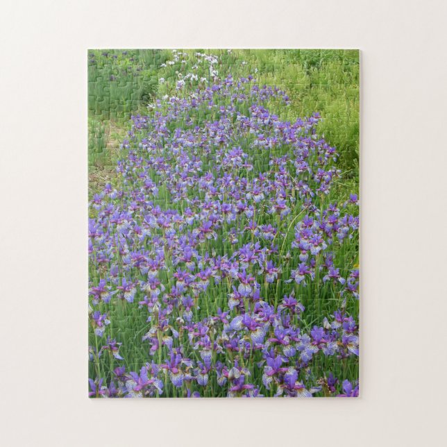 Floral Purple Iris Garden Jigsaw Puzzle (Vertical)