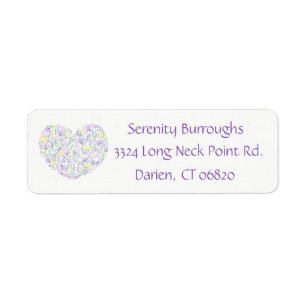 Floral Purple Lavender Heart Love Flowers