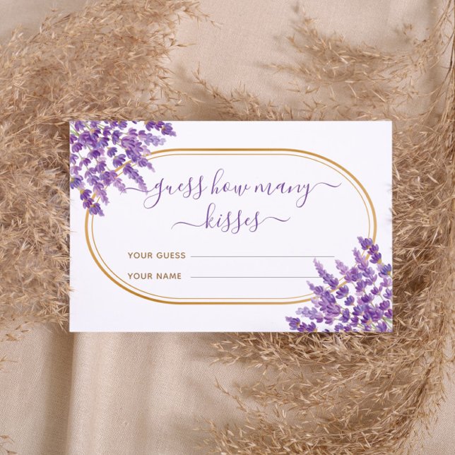 Floral Purple Lavender How Many Kisses Bridal Game Enclosure Card (Creator Uploaded)