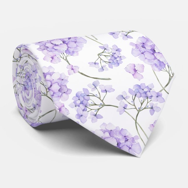 Floral Purple Lavender Neck Tie (Rolled)