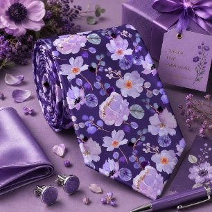Floral Purple Lavender Neck Tie