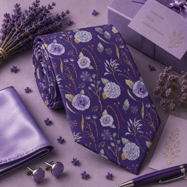 Floral Purple Lavender Neck Tie (Creator Uploaded)