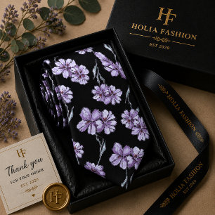 Floral Purple Lavender Neck Tie