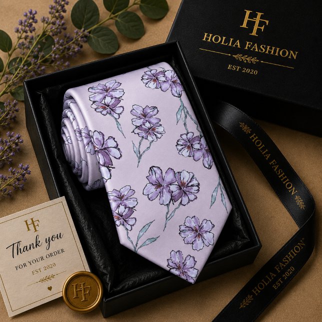 Floral Purple Lavender Neck Tie (Creator Uploaded)