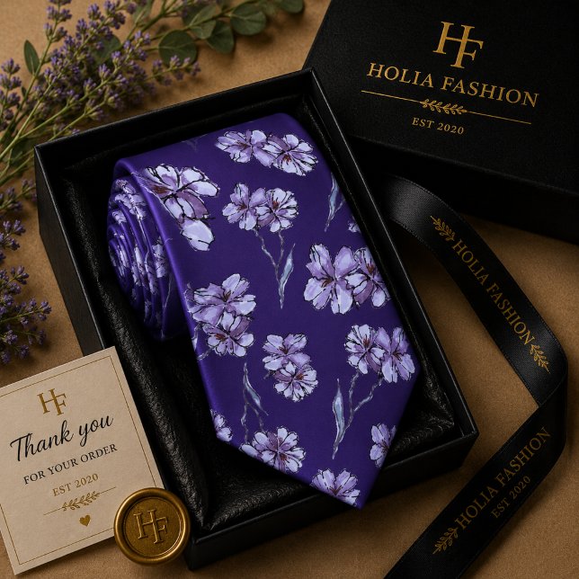 Floral Purple Lavender Neck Tie (Creator Uploaded)