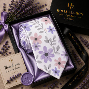 Floral Purple Lavender Neck Tie